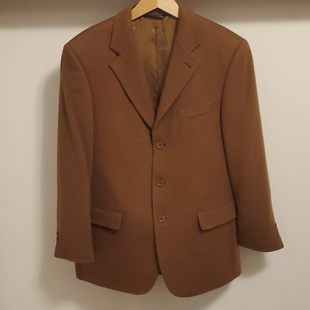 NWOT Progress 1878 wool and cashmere brown suit jacket. Size 40S. Turkey.